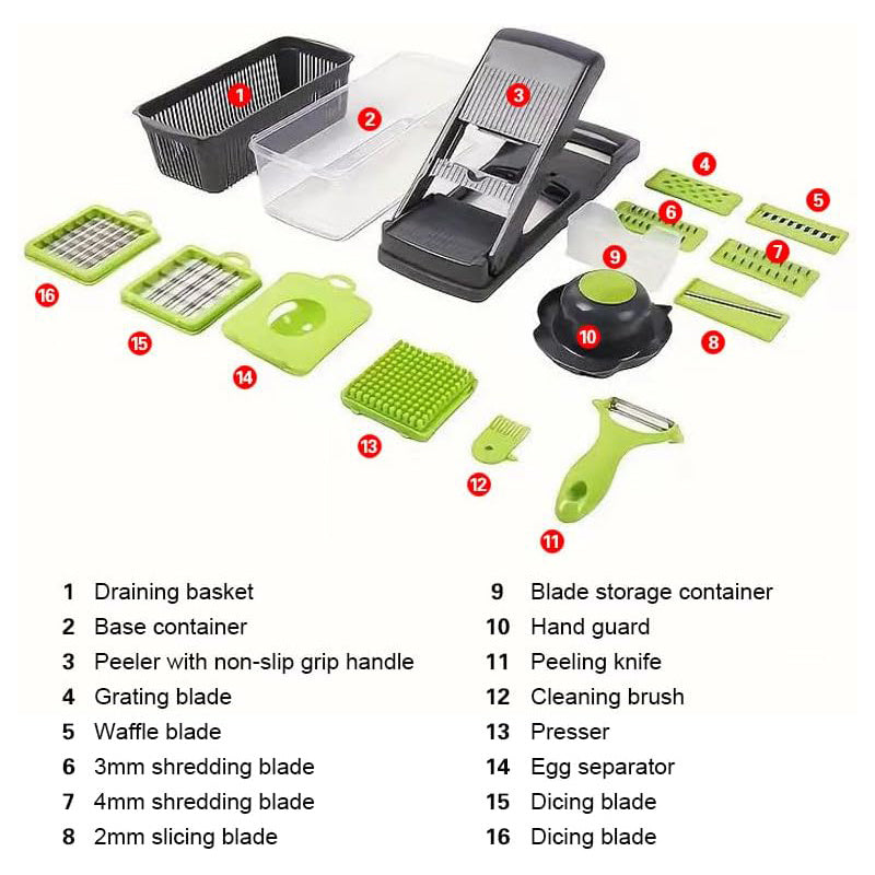 16-in-1 Veggie Chopper for Quick, Easy Meals & Fresh Salads