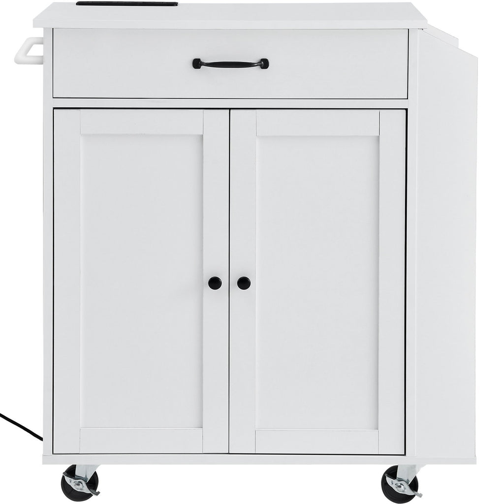 VEVOR Kitchen Island Cart Rolling Storage Cabinet On Wheel With Charging Station